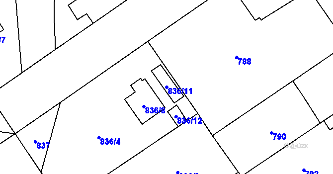Parcela st. 836/11 v KÚ Uhříněves, Katastrální mapa