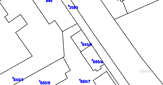 Parcela st. 845/6 v KÚ Uhříněves, Katastrální mapa