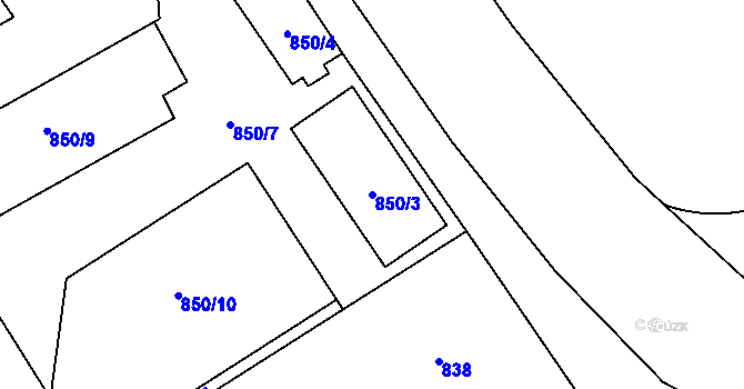 Parcela st. 850/3 v KÚ Uhříněves, Katastrální mapa