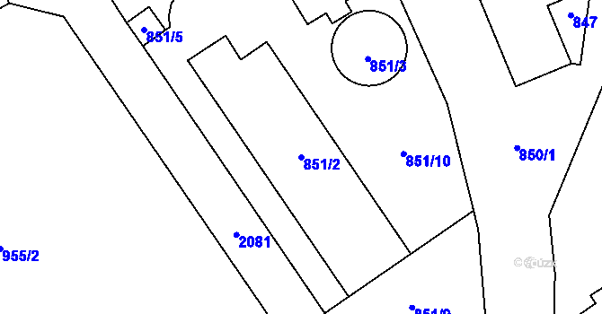 Parcela st. 851/2 v KÚ Uhříněves, Katastrální mapa