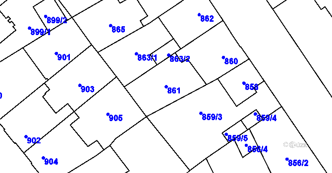 Parcela st. 861 v KÚ Uhříněves, Katastrální mapa