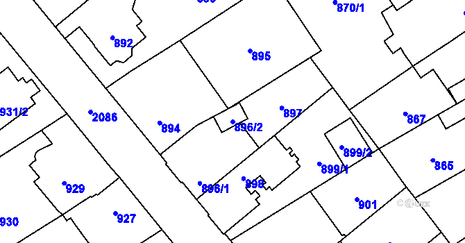 Parcela st. 896/2 v KÚ Uhříněves, Katastrální mapa