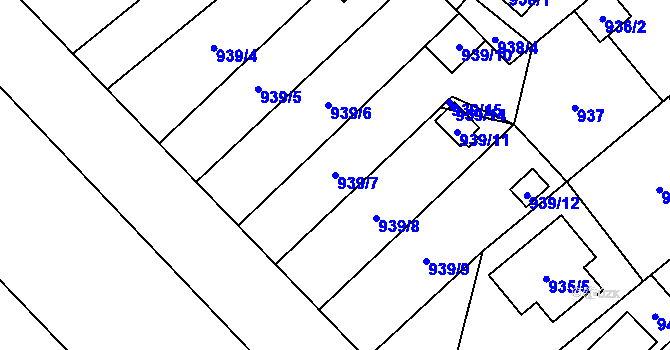 Parcela st. 939/7 v KÚ Uhříněves, Katastrální mapa