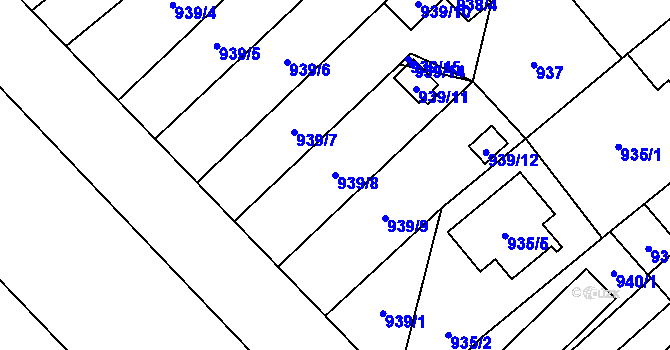 Parcela st. 939/8 v KÚ Uhříněves, Katastrální mapa