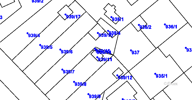 Parcela st. 939/14 v KÚ Uhříněves, Katastrální mapa