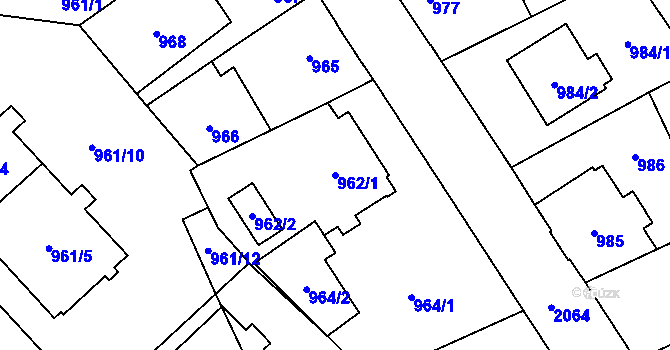 Parcela st. 962/1 v KÚ Uhříněves, Katastrální mapa