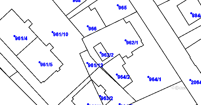 Parcela st. 962/2 v KÚ Uhříněves, Katastrální mapa