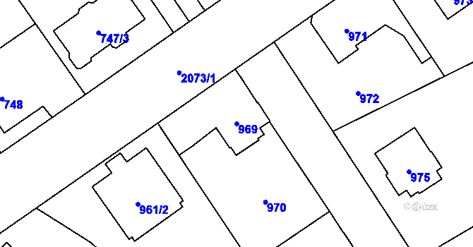 Parcela st. 969 v KÚ Uhříněves, Katastrální mapa
