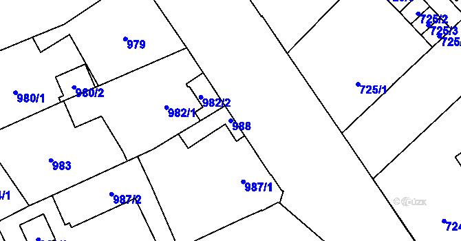 Parcela st. 988 v KÚ Uhříněves, Katastrální mapa