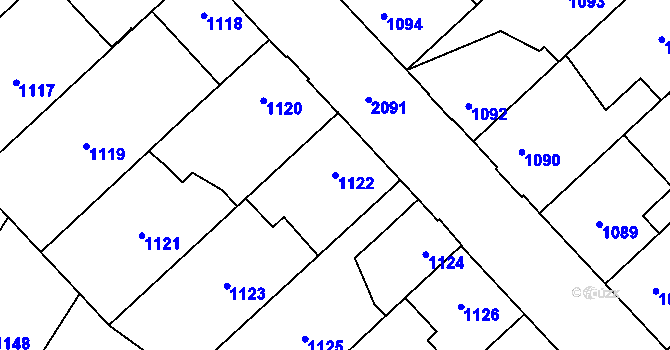 Parcela st. 1122 v KÚ Uhříněves, Katastrální mapa