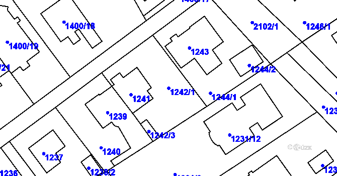 Parcela st. 1242/1 v KÚ Uhříněves, Katastrální mapa