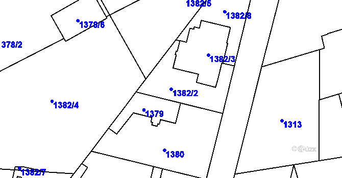 Parcela st. 1382/2 v KÚ Uhříněves, Katastrální mapa