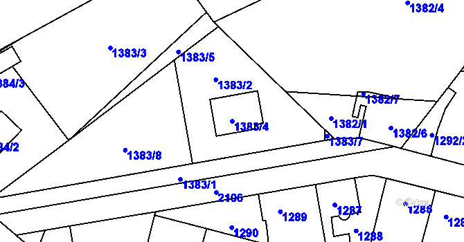 Parcela st. 1383/4 v KÚ Uhříněves, Katastrální mapa
