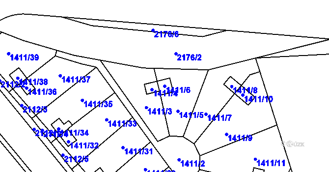Parcela st. 1411/6 v KÚ Uhříněves, Katastrální mapa