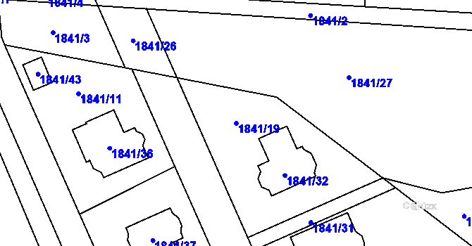 Parcela st. 1841/19 v KÚ Uhříněves, Katastrální mapa