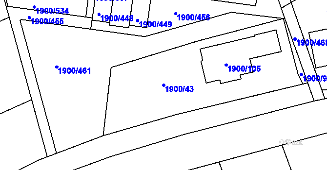 Parcela st. 1900/43 v KÚ Uhříněves, Katastrální mapa
