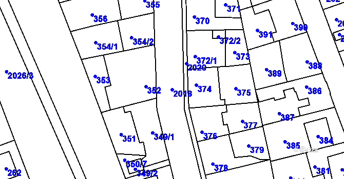 Parcela st. 2018 v KÚ Uhříněves, Katastrální mapa