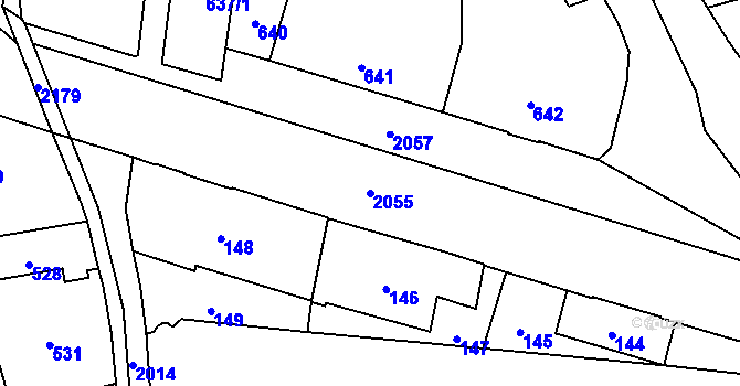 Parcela st. 2055 v KÚ Uhříněves, Katastrální mapa