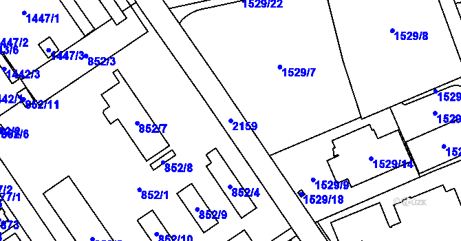 Parcela st. 2159 v KÚ Uhříněves, Katastrální mapa