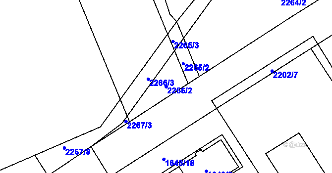 Parcela st. 2266/2 v KÚ Uhříněves, Katastrální mapa
