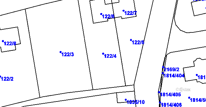 Parcela st. 122/4 v KÚ Uhříněves, Katastrální mapa