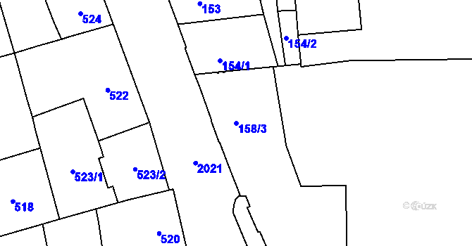 Parcela st. 158/3 v KÚ Uhříněves, Katastrální mapa