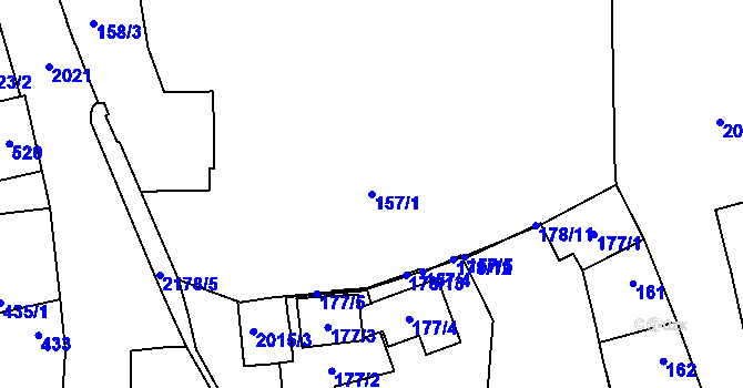 Parcela st. 157/1 v KÚ Uhříněves, Katastrální mapa