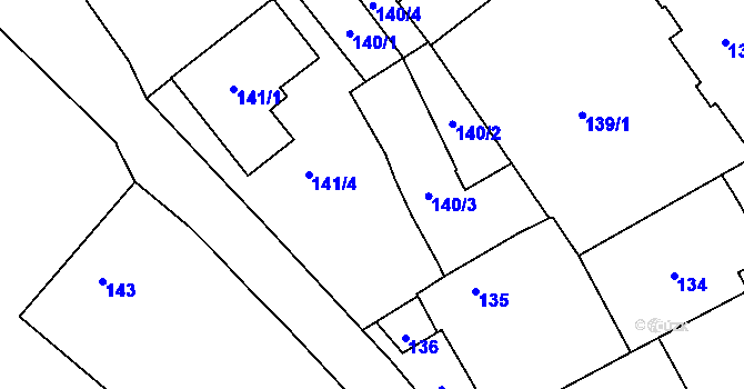 Parcela st. 141/3 v KÚ Uhříněves, Katastrální mapa