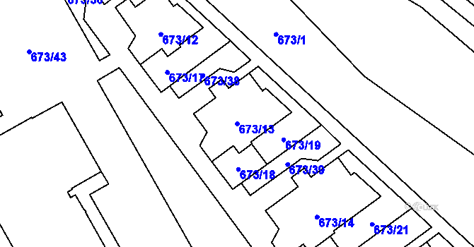 Parcela st. 673/13 v KÚ Uhříněves, Katastrální mapa