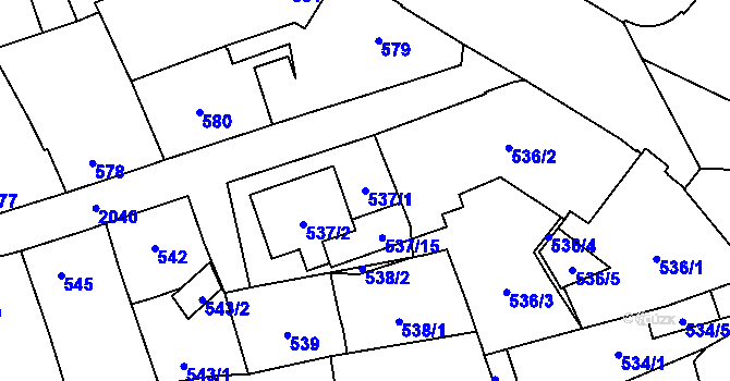 Parcela st. 537/1 v KÚ Uhříněves, Katastrální mapa