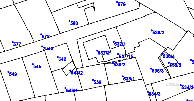 Parcela st. 537/2 v KÚ Uhříněves, Katastrální mapa