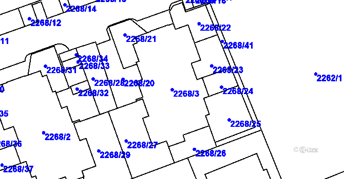 Parcela st. 2268/3 v KÚ Uhříněves, Katastrální mapa