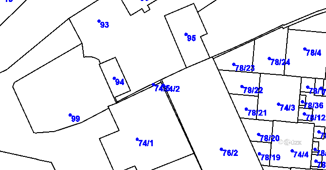 Parcela st. 74/2 v KÚ Uhříněves, Katastrální mapa