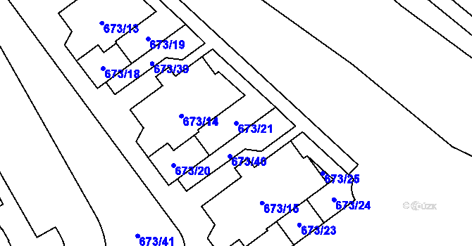 Parcela st. 673/21 v KÚ Uhříněves, Katastrální mapa