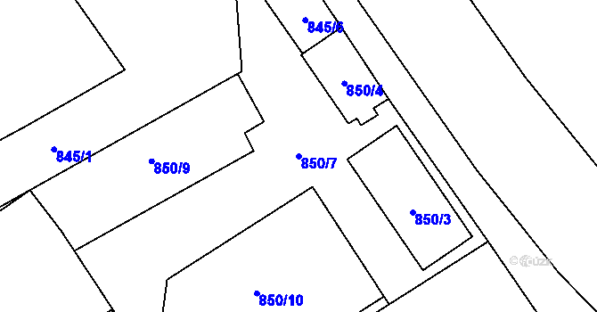 Parcela st. 850/7 v KÚ Uhříněves, Katastrální mapa