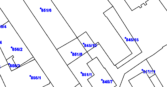 Parcela st. 845/10 v KÚ Uhříněves, Katastrální mapa