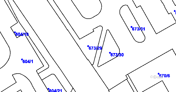Parcela st. 673/29 v KÚ Uhříněves, Katastrální mapa