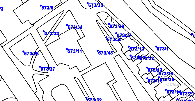 Parcela st. 673/43 v KÚ Uhříněves, Katastrální mapa