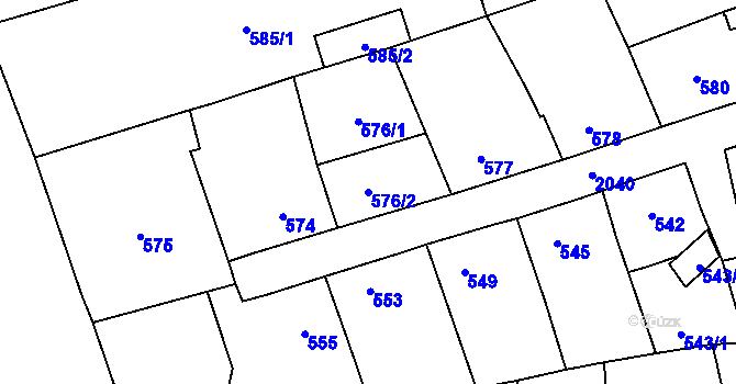 Parcela st. 576/2 v KÚ Uhříněves, Katastrální mapa