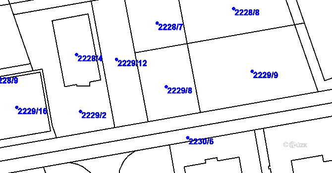 Parcela st. 2229/8 v KÚ Uhříněves, Katastrální mapa