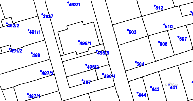 Parcela st. 496/5 v KÚ Uhříněves, Katastrální mapa