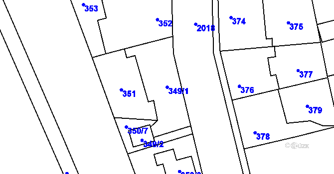 Parcela st. 349/1 v KÚ Uhříněves, Katastrální mapa
