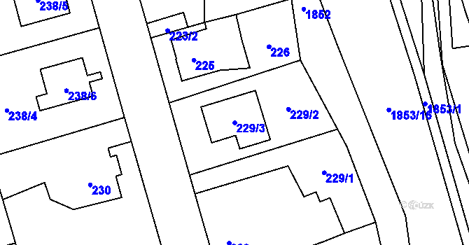 Parcela st. 229/3 v KÚ Uhříněves, Katastrální mapa