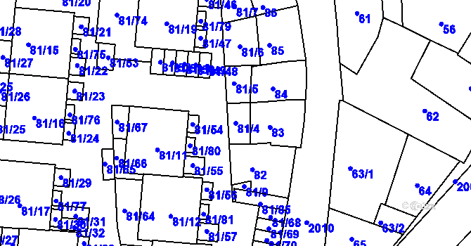 Parcela st. 81/4 v KÚ Uhříněves, Katastrální mapa