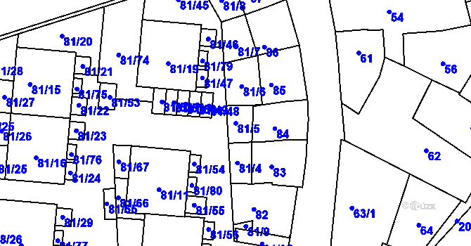 Parcela st. 81/5 v KÚ Uhříněves, Katastrální mapa