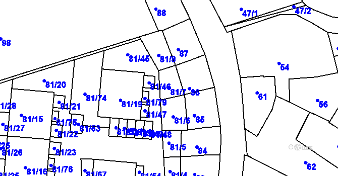 Parcela st. 81/7 v KÚ Uhříněves, Katastrální mapa