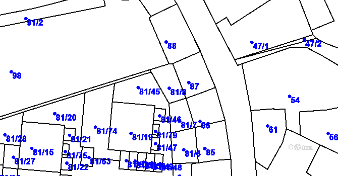 Parcela st. 81/8 v KÚ Uhříněves, Katastrální mapa