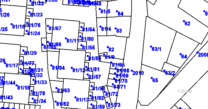 Parcela st. 81/9 v KÚ Uhříněves, Katastrální mapa