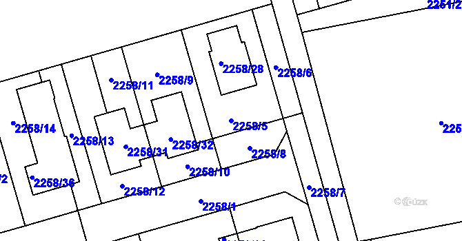 Parcela st. 2258/5 v KÚ Uhříněves, Katastrální mapa