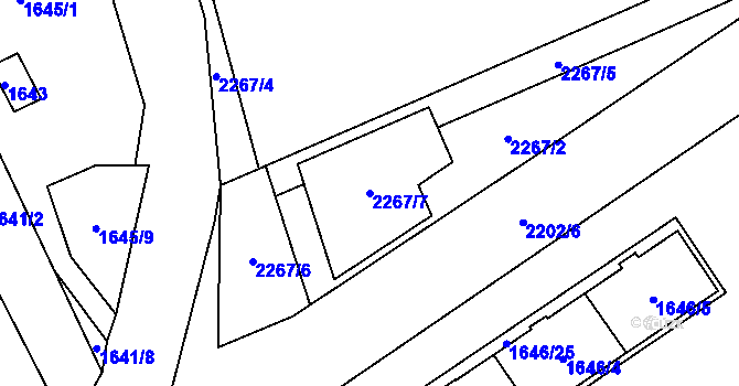 Parcela st. 2267/7 v KÚ Uhříněves, Katastrální mapa